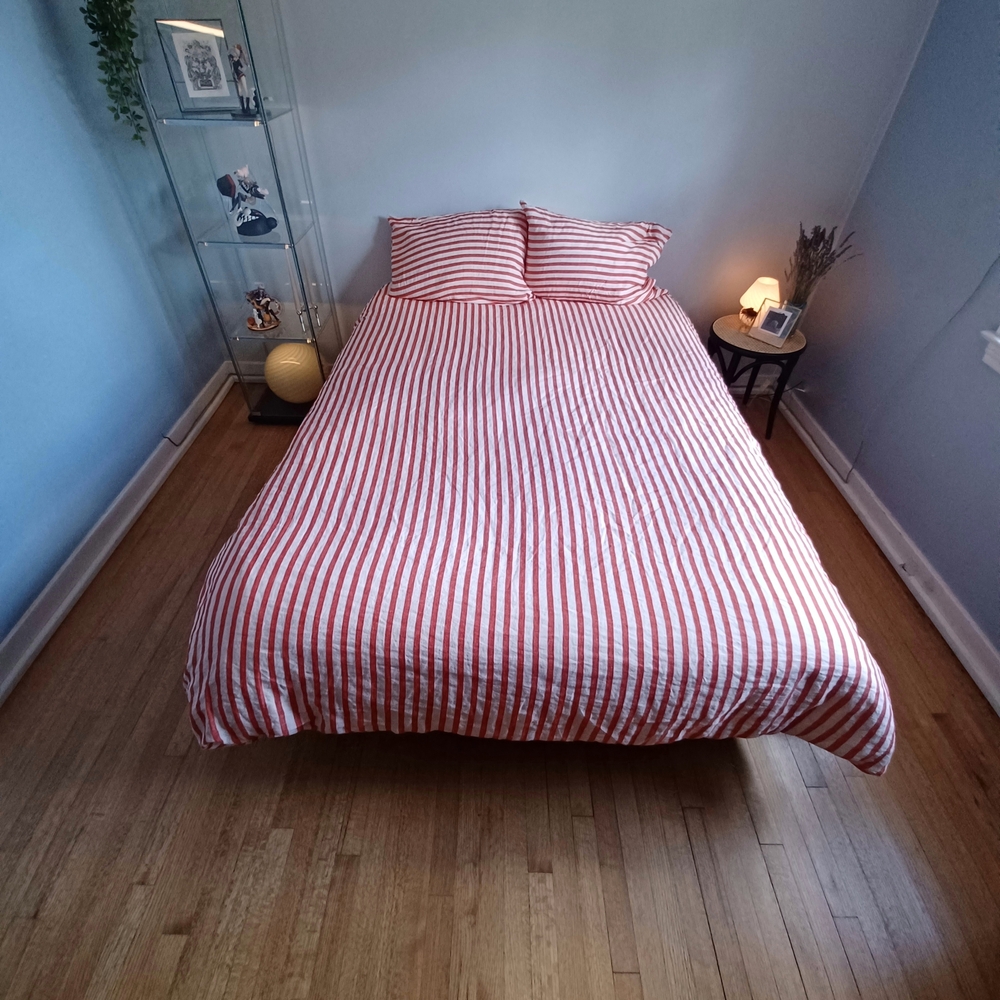 Homehagen Linen Bedding set - Red stripe